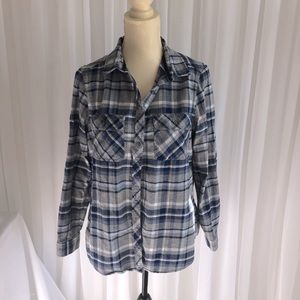 Plaid button down cotton shirt